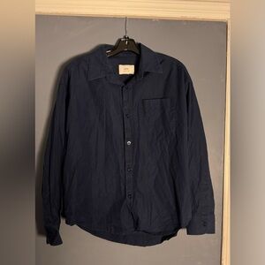 AMI Paris Navy Blue Cotton Button-Up Shirt Mens size Medium